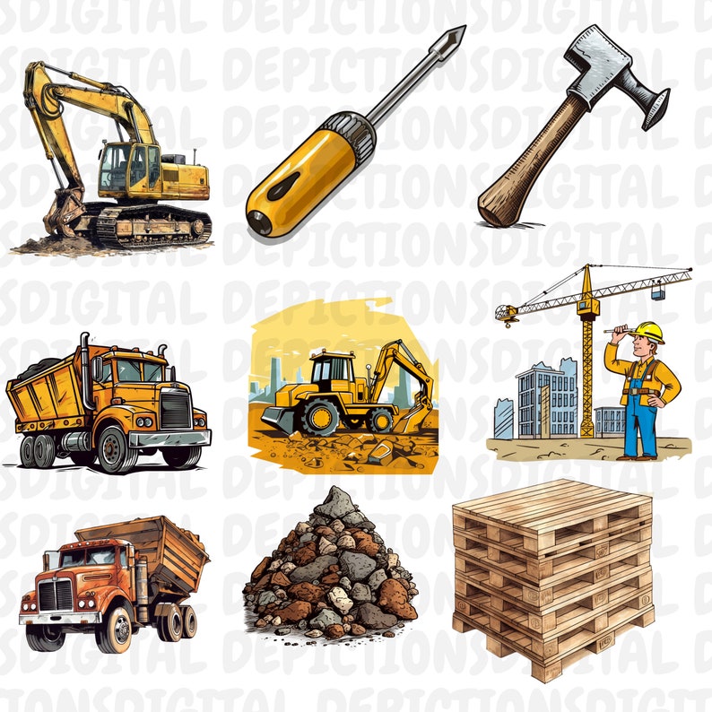 Construction Clipart Pack Construction Tools, Constructions Vehicles
