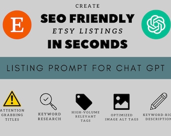 AI-Powered Etsy Listing Generator: Instantly Create Listings with ChatGPT | ChatGPT Prompt For Etsy sellers, SEO Assistance, Keywords
