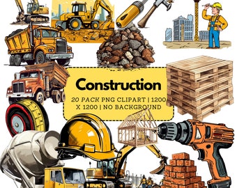 Construction Clipart Pack | Construction Tools, Constructions Vehicles, Construction Site, Construction Graphics Bundle | Digital Download
