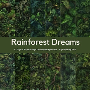 Rainforest Digital Paper, Rainforest Digital Pattern | Digital Prints For Projects | Unique pattern PNG | Rainforest Digital Pattern
