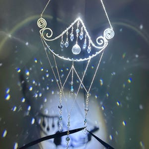 Handmade Metal & Glass Suncatcher | Crystal, Glass Bead Sun Catcher | Aluminum with Silver Chain Window Decor | Rainbow Maker | Gift for Her