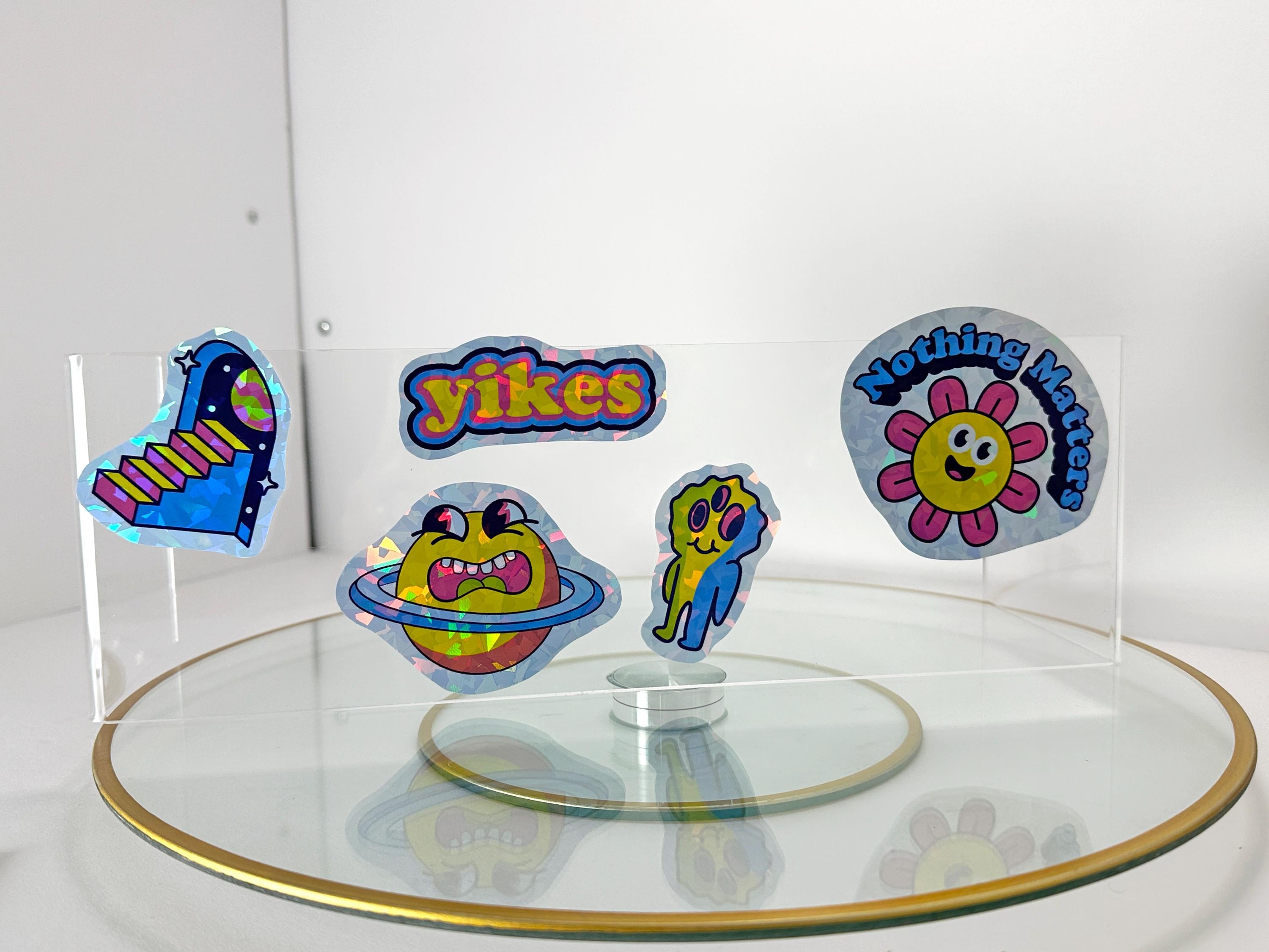 Exponential Sticker Holographic Original Sticker Set | Retro-esque Brightly-colored Designs ...