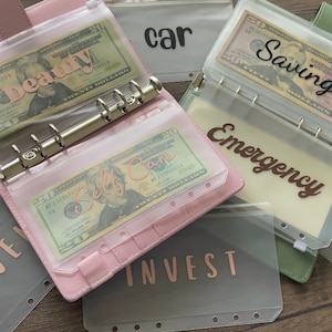 Custom A6 Zipper Cash Envelopes | Vinyl Labeled Custom Clear Cash Envelopes | A6 Binder Zipper Envelopes