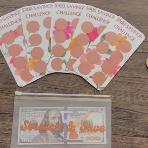 Scratch-Off Savings Challenge | Floral Theme Scratch and Save | Save up to 500 | Rose Gold Scratch-Off