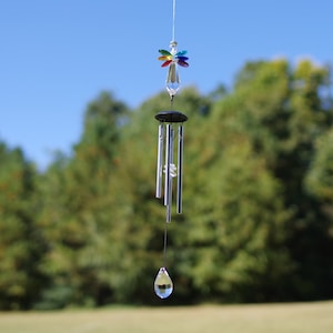 18-inch Multi-color Angel Crystal Metal Wind chime Wall Hanging Ornament Decor Wind Chime for Patio, Porch, Garden, or Backyard