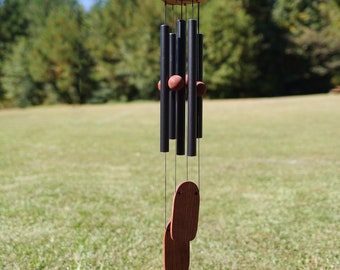 35-Inch Metal Wind Chimes, Deep tone, High-Quality Black colored, Essential Outdoor Decor, Handcrafted Outdoor Decor