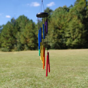 CathMeow 29-Inch Rainbow Multi-Tube Spiral Tree Wind Chime High-Quality Metal, Essential Outdoor Decor image 3