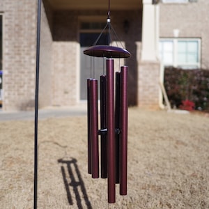 45-Inch Metal Wind Chimes: Deep Tone, Red Outdoor Decor