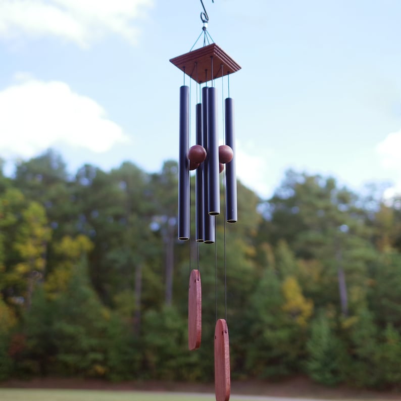 35-Inch Metal Wind Chimes, Deep tone, High-Quality Black colored, Essential Outdoor Decor, Handcrafted Outdoor Decor image 6