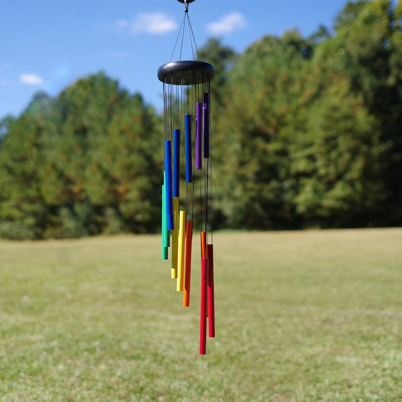 CathMeow 29-Inch Rainbow Multi-Tube Spiral Tree Wind Chime High-Quality Metal, Essential Outdoor Decor image 1