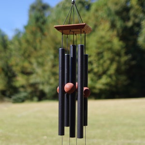 35-Inch Metal Wind Chimes, Deep tone, High-Quality Black colored, Essential Outdoor Decor, Handcrafted Outdoor Decor image 2