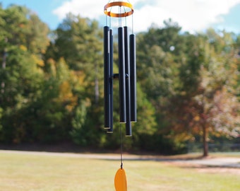 CathMeow 36-Inch Grand Harmony Wind Chimes, regal resonance deep tone, High-Quality black colored, Essential Outdoor Decor Handcrafted