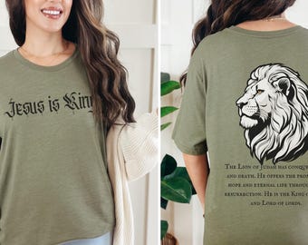 Jesus is King Lion of Judah Shirt, Unisex Jesus Tshirt, Women and Mens Christian Clothing