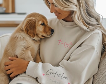 God is Love Christian Sweatshirt, 1 John 4:16, Christian Apparel, Unisex Long Sleeve Crewneck Christian Shirt, Christian Gifts