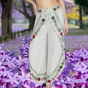 Harem flowy pants high quality , boho hippie unisex pant comfy yoga gift for her trouser belly dance, summer pants, open pants slit palazzo
