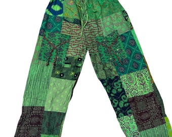 Unisex patchwork harem hippie pants, boho patchwork trousers, patchwork yoga pants, harem joggers pajama pants, patch work harem unisex