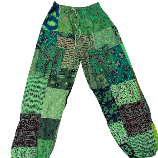 Unisex patchwork harem hippie pants, boho patchwork trousers, patchwork yoga pants, harem joggers pajama pants, patch work harem unisex