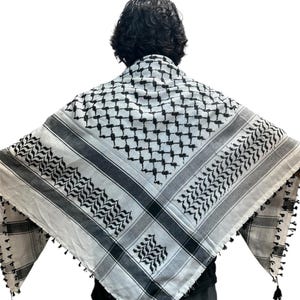Palestine Keffiyeh scarf , unisex cotton scarf , shemagh scarf , white Palestinian scarf , handcrafted scarf , Arab style scarf men womens
