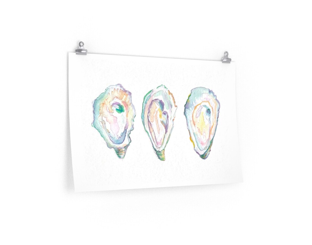 Elegant Oyster Watercolor Art: Hand Painted Coastal Masterpiece - Etsy