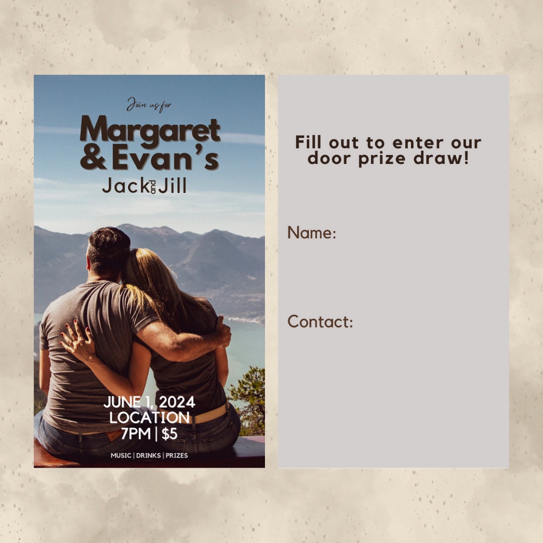 Jack and Jill Ticket Template, Editable Template Digital Download, Stag Jack and Jill Ticket Template, Editable Template Digital Download, Stag