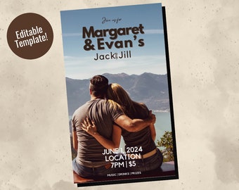 Jack and Jill Ticket Template, Editable Template Digital Download, Stag and Doe Ticket