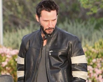 Keanu Reeves Inspired Leather Motorcycle Jacket | Real Leather