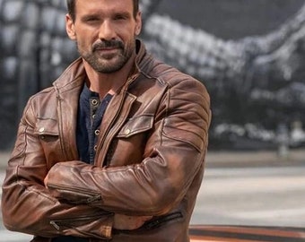 Brown Leather Frank Grillo Boss Level Leather Jacket Boss Level