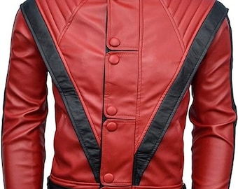 Mj Thriller Leather Jacket Faux Red Color In Dubai MJ Red Faux
