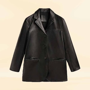 Men Black Nappa Leather Blazer