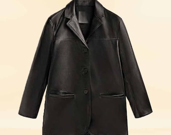 Men Black Nappa Leather Blazer