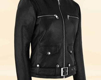 Chic Rider Leather Jacket | Women Black Biker Leather Jacket | Women Leather Jacket 2023