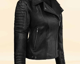 Sheep Skin Black Leather Jacket For Women | Genuine Soft Sheep Leather Biker Jacket