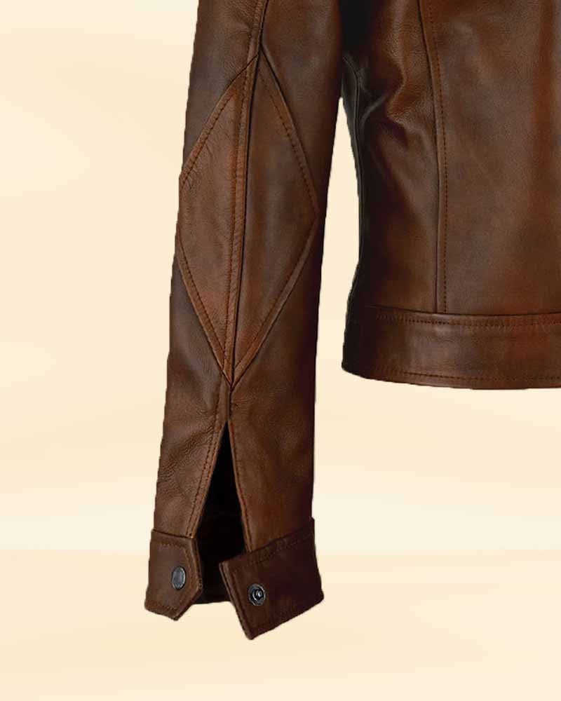 セレーナ・ゴメス ブラウン レザー ジャケット | 女性セレブ