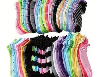 2 pair Size Small Mixed Color Socks, Casual & Breathable Low Cut Ankle Socks, Women's Stockings Hosiery
