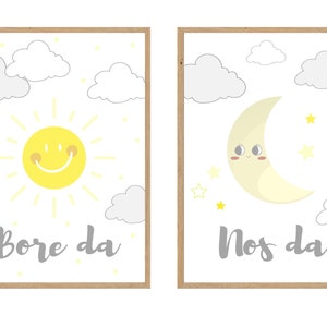 Cymraeg Nos Da, Bore Da Drucke - Walisische Kinderzimmer Drucke