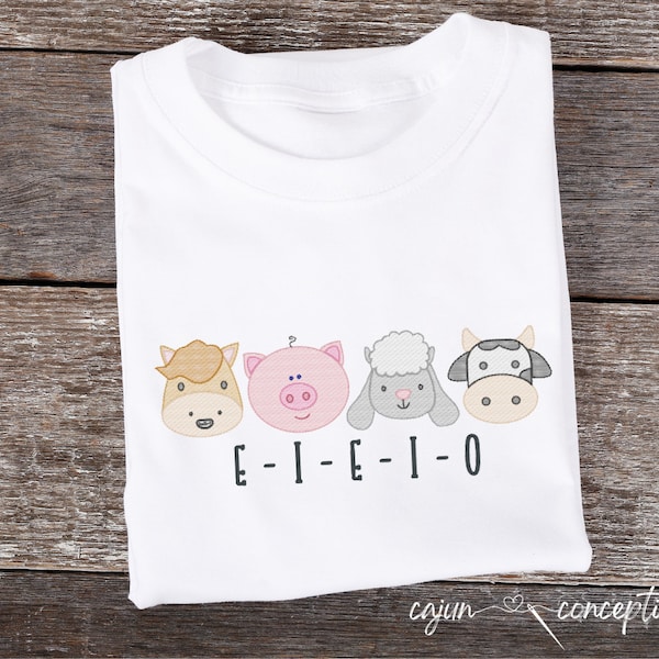 Farm Animal Minis | Old McDonald | E-I-E-I-O | Horse | Pig | Sheep | Cow | Embroidery Design