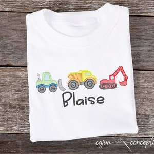 Construction Truck Trio | Bulldozer | Dump Truck | Excavator | Embroidery Design