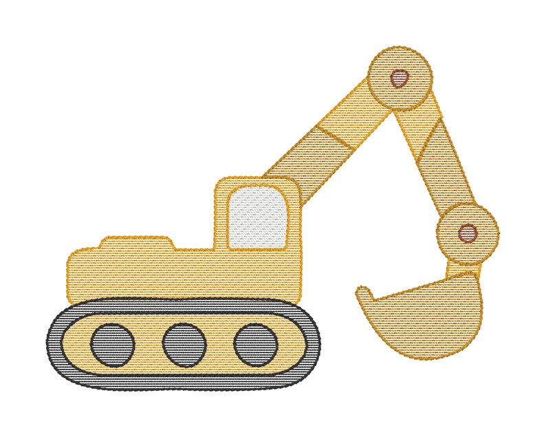 Excavator Construction Embroidery Design Etsy