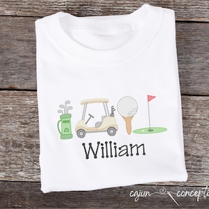Golfmini's | Golftas | Golfkar | Gouden bal + T-shirt | Golfhole + vlag | Borduurontwerp