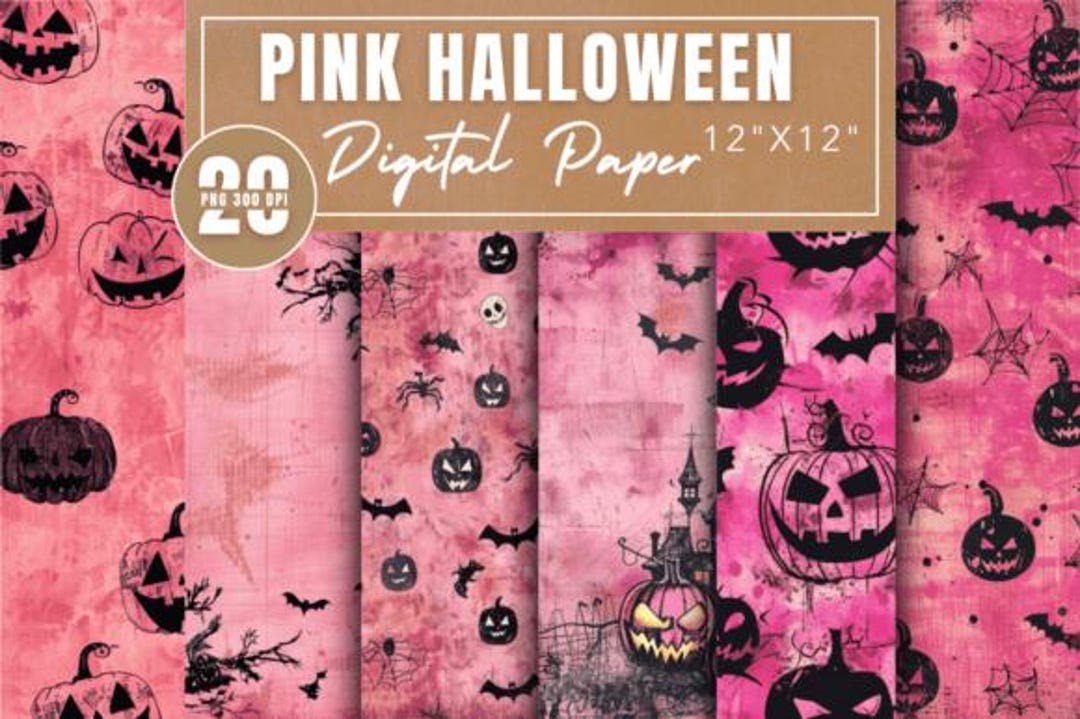 20 Pink Vintage Halloween Digital Paper Pack Vintage Wallpaper Paper ...