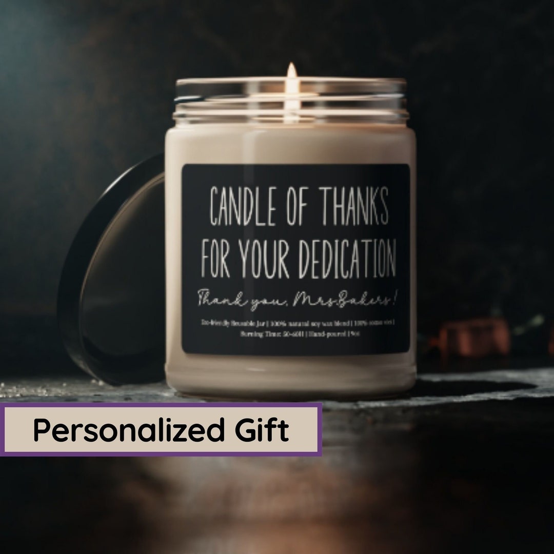 Personalized Teacher Appreciation Candle, Custom Candle Teacher Gift ...