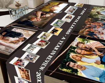 Custom Family Photo Table Runner & Placemat Set: Personalized Keepsake Gift
