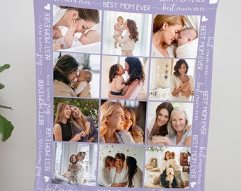 Personalized Photo Blanket for Mom: Custom Family Gift