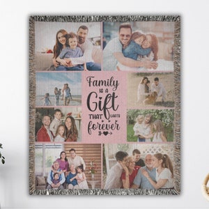 Custom Photo Blanket -Personalized Photo Woven Cotton Throw Custom Blanket with Picture Blanket For Mom Memory Grandma Gift,Anniversary Gift