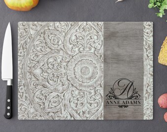 Personalized Wood Carving Tempered Glass Cutting Board