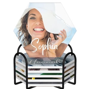 Personalized Ceramic Coaster Set: Custom Photo Coasters with Metal Stand