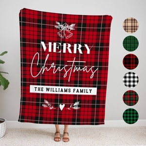 Personalized Christmas Blanket,Blanket and Throw Custom Family blanket,holiday Blanket Holiday décor,Plaid blanket,Christmas Family Gift