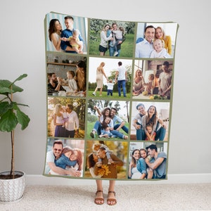 Manta personalizada con foto personalizada con imagen de 2 fotos collage de  fotos mantas de franela personalizadas