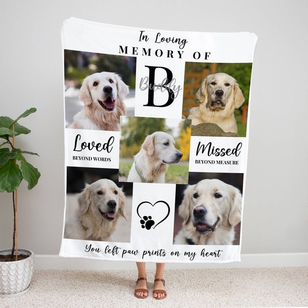 Personalized Pet Photos Memorial Blanket Pet Loss,Gifts for Custom Pet Photo Collage,Puppy Sympathy Gift, Unique Gift for Parents Pet Lover
