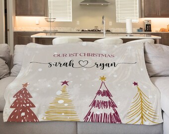 Personalized custom first christmas couple blanket throw with couple names 2024 christmas gifts personalized home gift custom holiday gifts